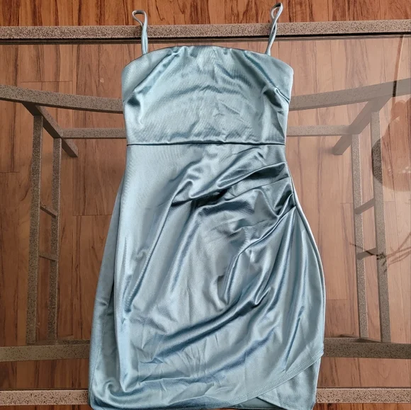 Windsor Dresses | Dreamy In Satin Ruched Mini Dress | Color: Blue/Green | Size: M | Fanym004's Closet